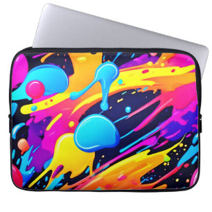 Neon Splatter Paint Art Laptop Sleeve