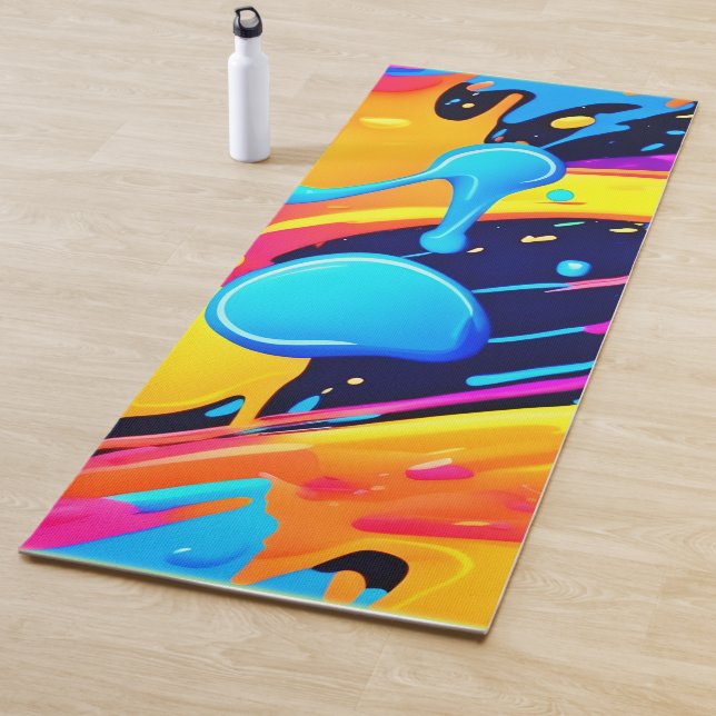 Neon Splatter Paint Art Yoga Mat (In Situ)