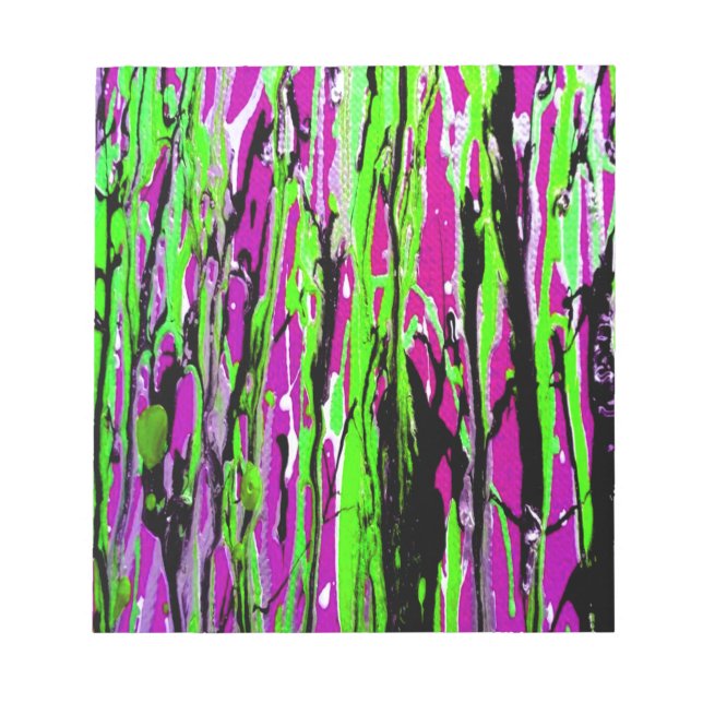 Neon Splatter Paint Purple Green and Black Notepad (Front)