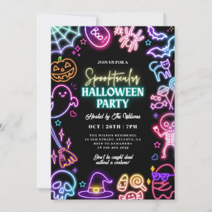 Neon Spooktacular Halloween Invitation