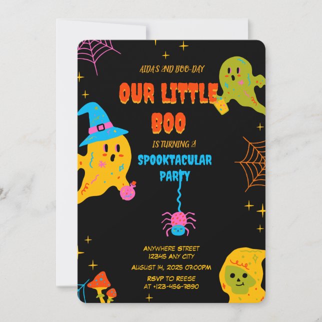 Neon Spooky Birthday Party Invitation (Front)