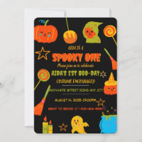 Neon Spooky One First Birthday Invitation