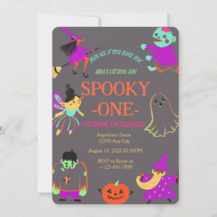 Neon Spooky One First Birthday Invitation