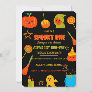 Neon Spooky One First Birthday Invitation