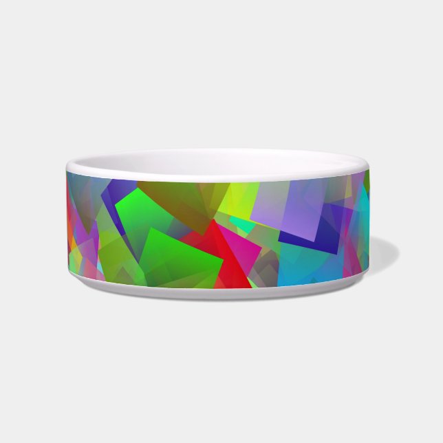 neon squares cat food bowl  (Right)