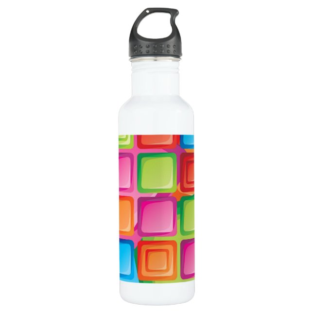 Neon Squares Pattern 710 Ml Water Bottle (Front)