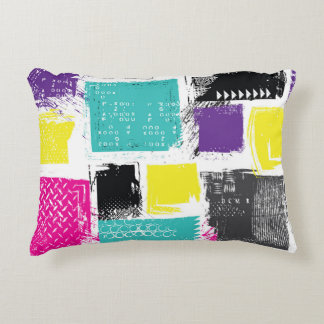 Neon Squares Retro Abstract Pattern Decorative Cushion