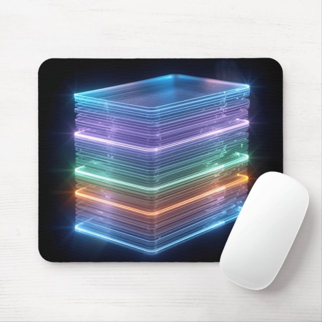 Neon Stacked Blocks with Edges Mouse Pad (With Mouse)