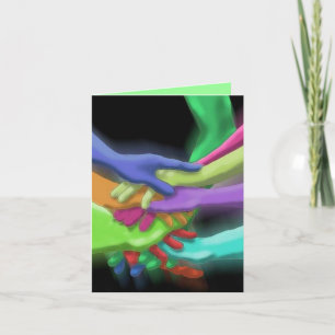 Neon Stacked Hands THANK YOU Card For Friends