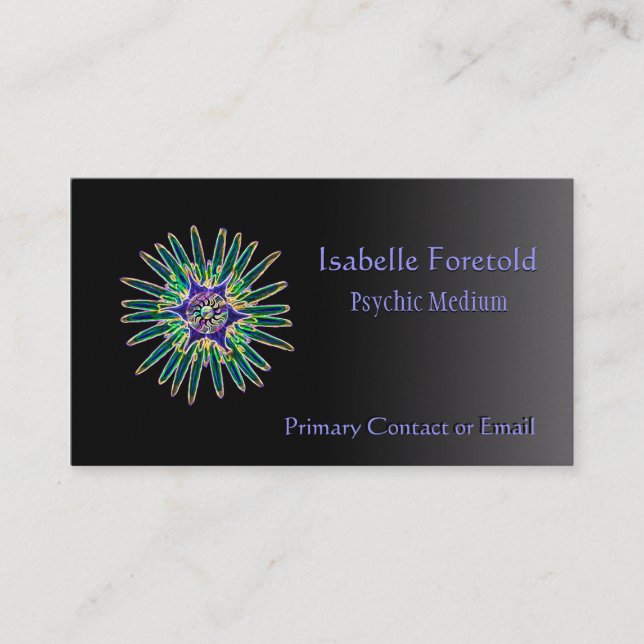 Neon Star Flower Psychic Services Card (Front)