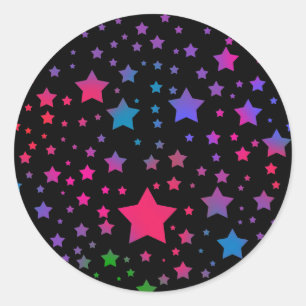 Neon Stars Classic Round Sticker