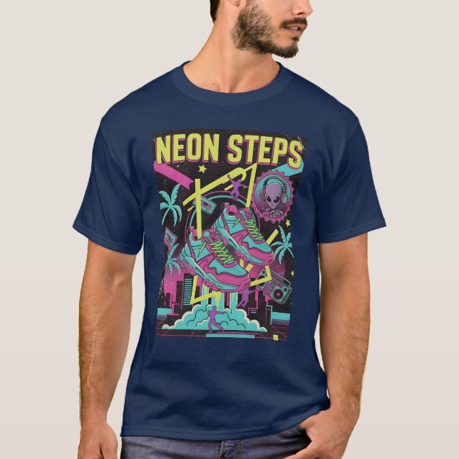 Neon Steps Retro Athletic retro T-Shirt (Front)