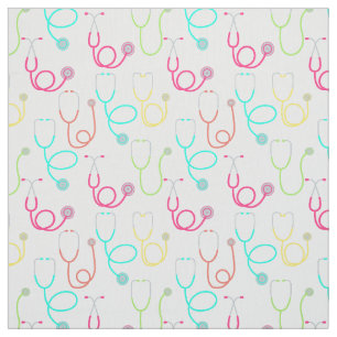 Neon Stethoscope Pattern Fabric
