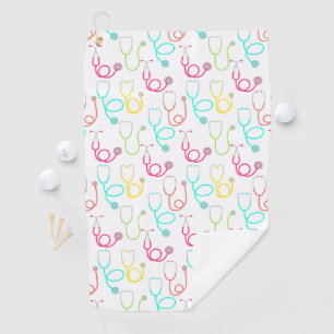 Neon Stethoscope Pattern Golf Towel