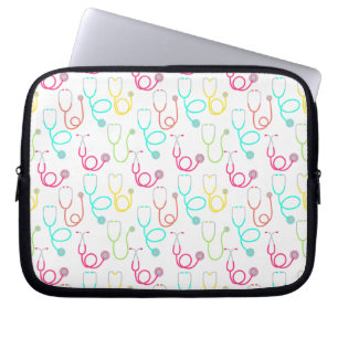 Neon Stethoscope Pattern Laptop Sleeve