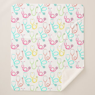 Neon Stethoscope Pattern Sherpa Blanket