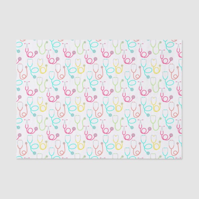 Neon Stethoscope Pattern Tissue Paper (Front)