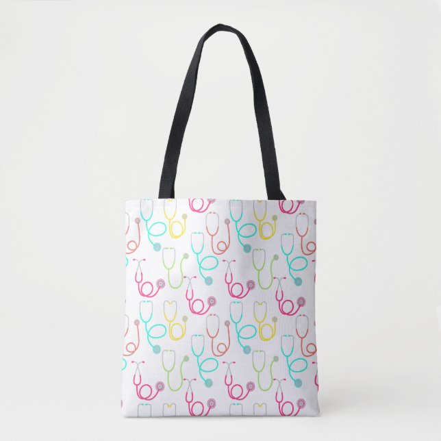 Neon Stethoscope Pattern Tote Bag (Front)