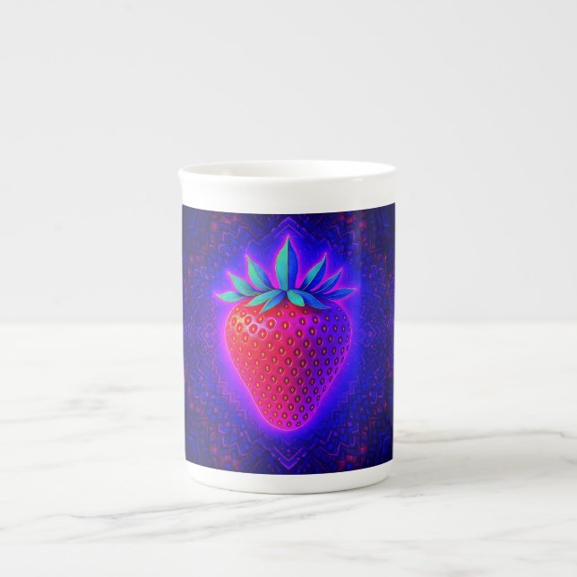 Neon Strawberry vivid Look bone china mug (Front)