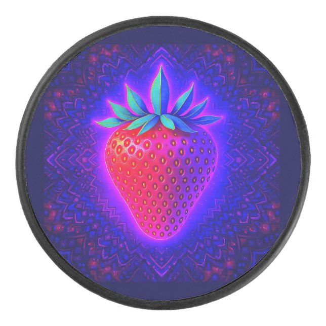 Neon Strawberry vivid Look Hockey puck (Front)