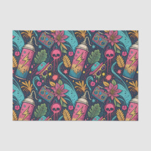 Neon Street Graffiti Tropical Urban Art Pattern Tissue Paper
