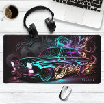 Neon Street Race Vintage Car Personalised Name<br><div class="desc">Neon Street Race Vintage Car Personalised Name Desk Mat features a colourful neon street racing vintage sports car with your personalised name in a simple modern script typography. Perfect gift for family and friends for birthday, Christmas, Father's Day, Grandparents, brother, husband, boyfriend, partner, best friends, work colleagues and more. Designed...</div>