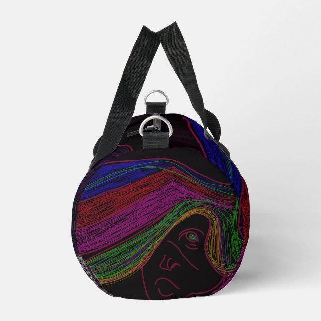 Neon String Lights Silhouette Duffel Bag (Left)