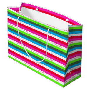 Neon Stripe Personalised Holiday Large Gift Bag