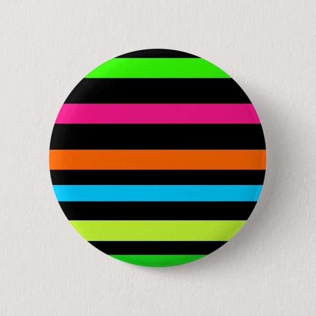 Neon stripes 6 cm round badge (Front)