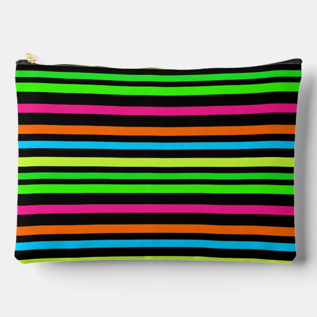 Neon Stripes Pattern Accessory Pouch (Front)