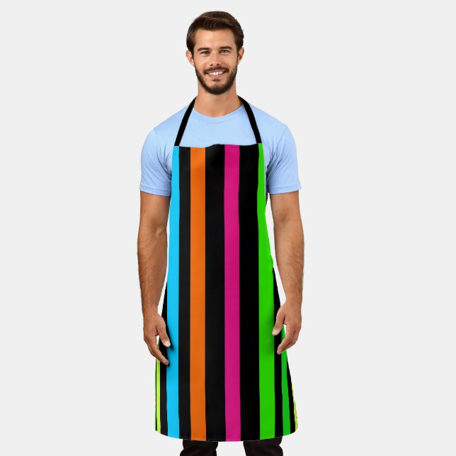 Neon Stripes Pattern Apron (Worn)