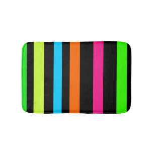 Neon Stripes Pattern Bath Mat