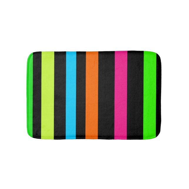 Neon Stripes Pattern Bath Mat (Front)