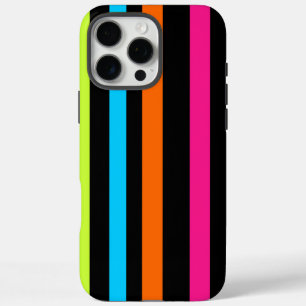 Neon Stripes Pattern iPhone 16 Pro Max Case