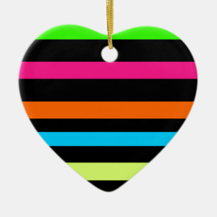 Neon Stripes Pattern Ceramic Tree Decoration