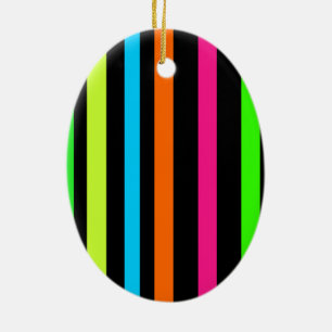 Neon Stripes Pattern Ceramic Tree Decoration
