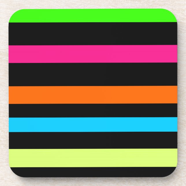 Neon Stripes Pattern Coaster (Front)