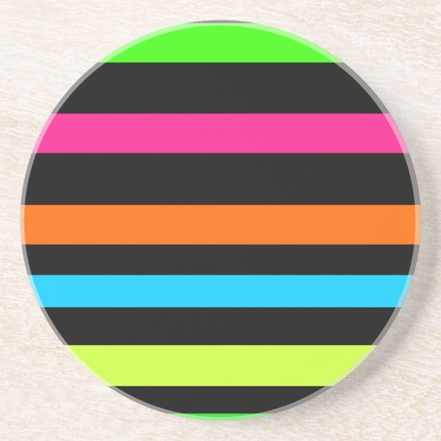 Neon Stripes Pattern Coaster (Front)