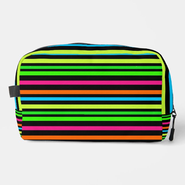 Neon Stripes Pattern Dopp Kit (Front)