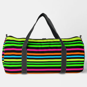 Neon Stripes Pattern Duffle Bag