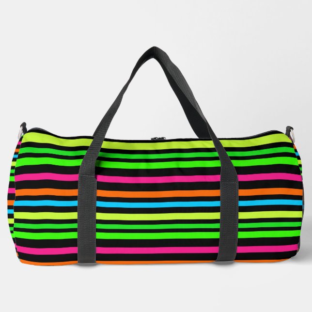 Neon Stripes Pattern Duffle Bag (Front)