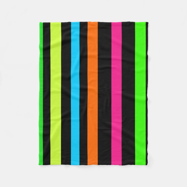 Neon Stripes Pattern Fleece Blanket (Front)
