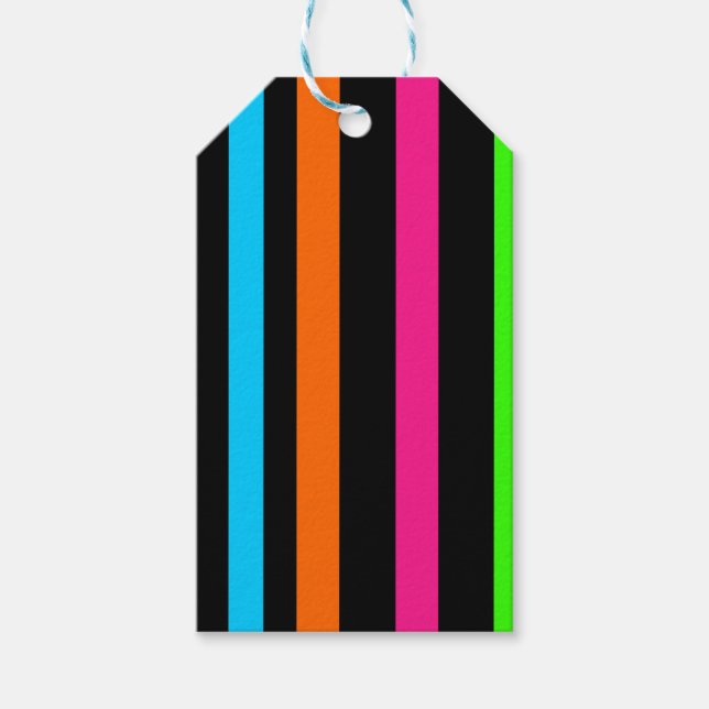 Neon Stripes Pattern Gift Tags (Front)