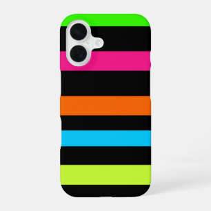 Neon Stripes Pattern iPhone 16 Case