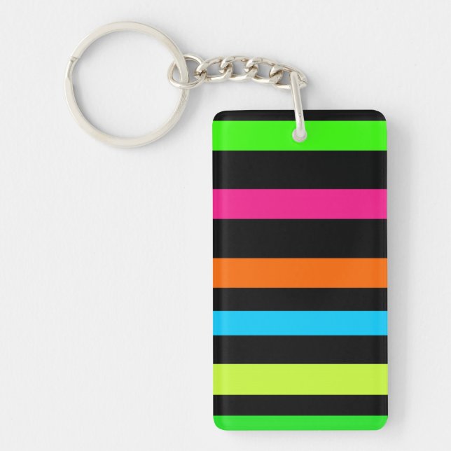 Neon Stripes Pattern Key Ring (Front)