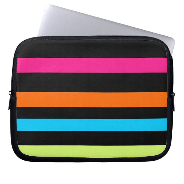 Neon Stripes Pattern Laptop Sleeve (Front)