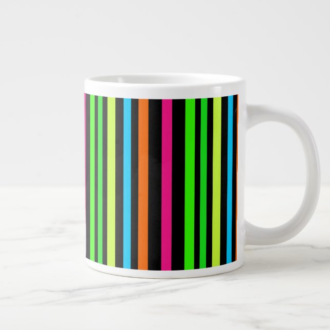 Neon Stripes Pattern Large Coffee Mug (Right)