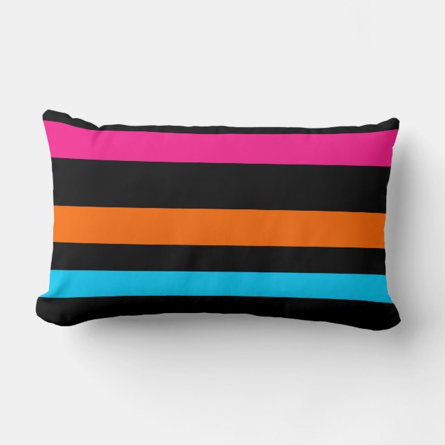 Neon Stripes Pattern Lumbar Cushion (Front)