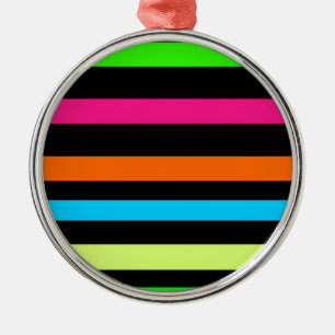 Neon Stripes Pattern Metal Tree Decoration
