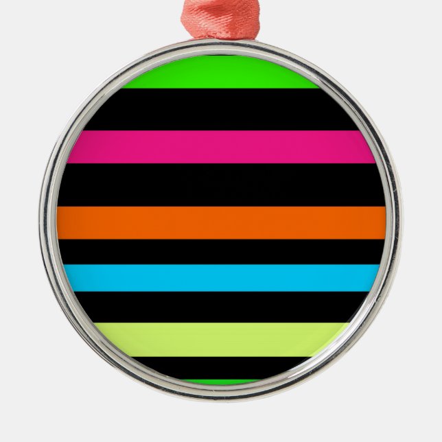 Neon Stripes Pattern Metal Tree Decoration (Front)